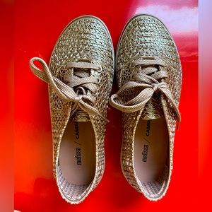 Melissa Campana tennis shoes. Size 7 (large fit). Rose gold